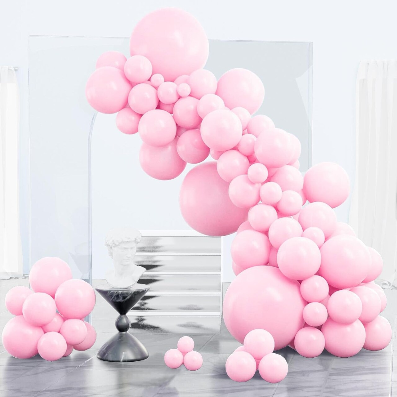 Pastel Pink Balloons, 85 pcs Pink Balloons Different Sizes Pack of 18 Inch 12 Inch 10 Inch 5 Inch Baby Pink Balloons for Balloon Garland Balloon Arch as Birthday Party Decorations, Pink-Q05